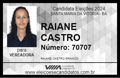 Candidato RAIANE CASTRO 2024 - SANTA MARIA DA VITÓRIA - Eleições