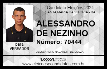 Candidato ALESSANDRO DE NEZINHO 2024 - SANTA MARIA DA VITÓRIA - Eleições