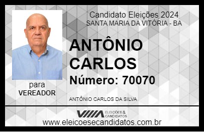 Candidato ANTÔNIO CARLOS 2024 - SANTA MARIA DA VITÓRIA - Eleições