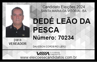 Candidato DEDÉ LEÃO DA PESCA 2024 - SANTA MARIA DA VITÓRIA - Eleições