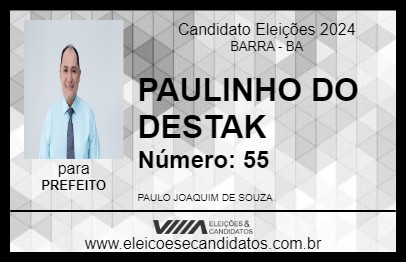 Candidato PAULINHO DO DESTAK 2024 - BARRA - Eleições