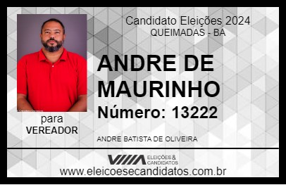 Candidato ANDRE DE MAURINHO 2024 - QUEIMADAS - Eleições