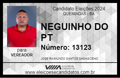 Candidato NEGUINHO DO PT 2024 - QUEIMADAS - Eleições