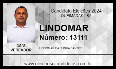 Candidato LINDOMAR 2024 - QUEIMADAS - Eleições