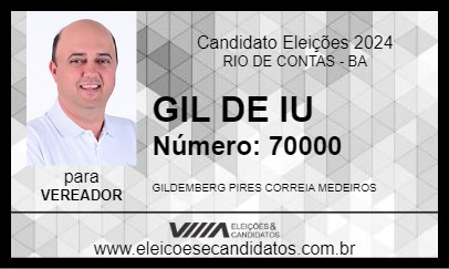 Candidato GIL DE IU 2024 - RIO DE CONTAS - Eleições