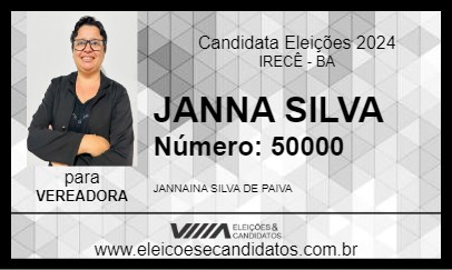 Candidato JANNA SILVA 2024 - IRECÊ - Eleições