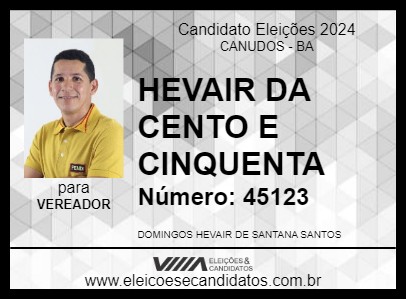 Candidato HEVAIR DA CENTO E CINQUENTA 2024 - CANUDOS - Eleições