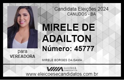 Candidato MIRELE DE ADAILTON 2024 - CANUDOS - Eleições