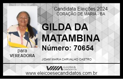 Candidato GILDA DA MATAMBINA 2024 - CORAÇÃO DE MARIA - Eleições