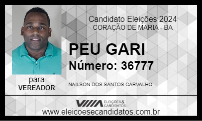 Candidato PEU GARI 2024 - CORAÇÃO DE MARIA - Eleições