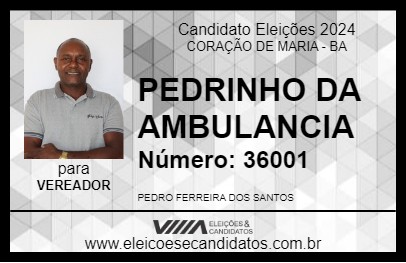 Candidato PEDRINHO DA AMBULANCIA 2024 - CORAÇÃO DE MARIA - Eleições