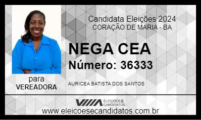 Candidato NEGA CEA 2024 - CORAÇÃO DE MARIA - Eleições