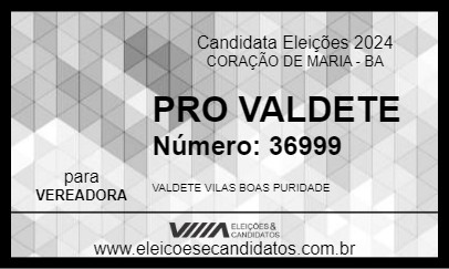 Candidato PRO VALDETE 2024 - CORAÇÃO DE MARIA - Eleições