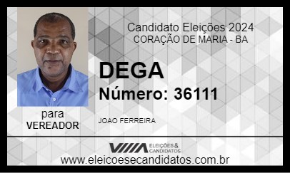 Candidato DEGA 2024 - CORAÇÃO DE MARIA - Eleições