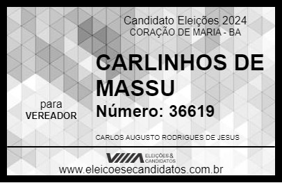 Candidato CARLINHOS DE MASSU 2024 - CORAÇÃO DE MARIA - Eleições