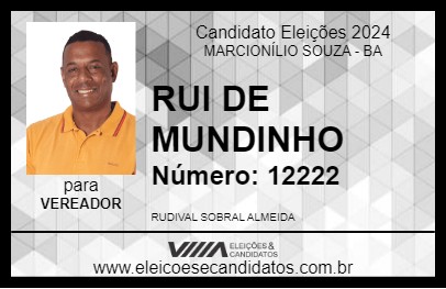 Candidato RUI DE MUNDINHO 2024 - MARCIONÍLIO SOUZA - Eleições