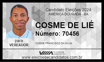 Candidato COSME DE LIÉ 2024 - AMÉRICA DOURADA - Eleições