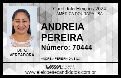 Candidato ANDREIA PEREIRA 2024 - AMÉRICA DOURADA - Eleições