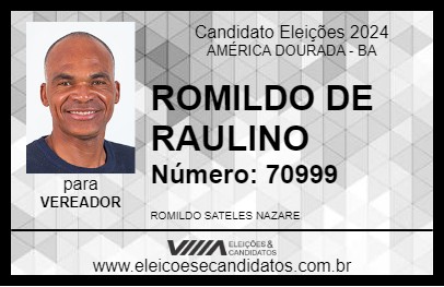 Candidato ROMILDO DE RAULINO 2024 - AMÉRICA DOURADA - Eleições