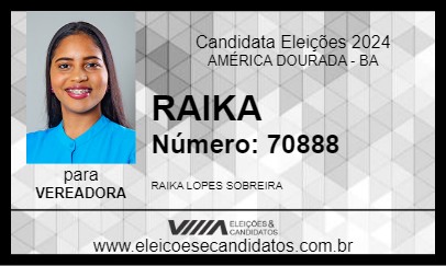 Candidato RAIKA 2024 - AMÉRICA DOURADA - Eleições