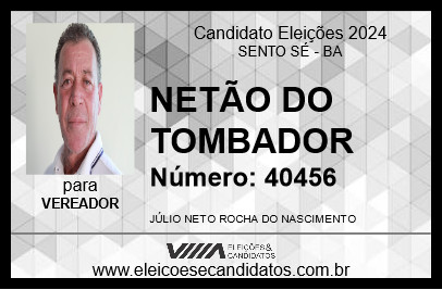 Candidato NETÃO DO TOMBADOR 2024 - SENTO SÉ - Eleições