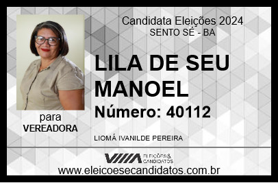 Candidato LILA DE SEU MANOEL 2024 - SENTO SÉ - Eleições