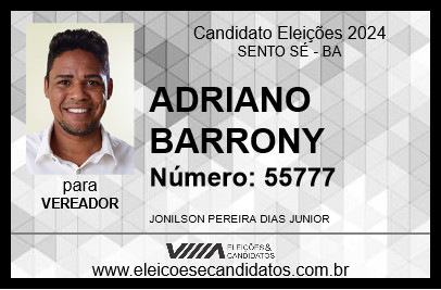 Candidato ADRIANO BARRONY 2024 - SENTO SÉ - Eleições