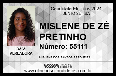 Candidato MISLENE DE ZÉ PRETINHO 2024 - SENTO SÉ - Eleições