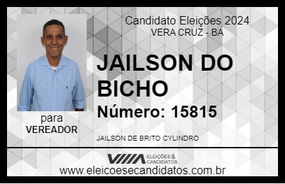 Candidato JAILSON DO BICHO 2024 - VERA CRUZ - Eleições