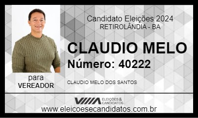 Candidato CLAUDIO MELO 2024 - RETIROLÂNDIA - Eleições