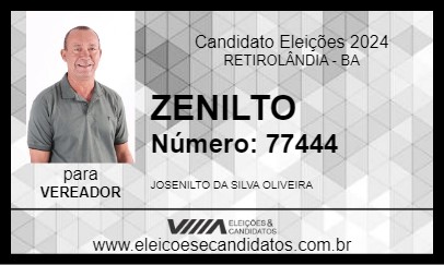 Candidato ZENILTO 2024 - RETIROLÂNDIA - Eleições