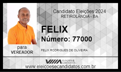 Candidato FELIX 2024 - RETIROLÂNDIA - Eleições