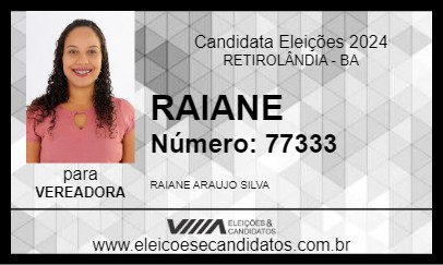 Candidato RAIANE 2024 - RETIROLÂNDIA - Eleições