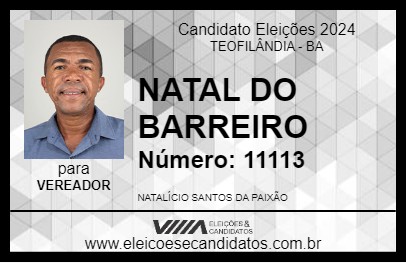 Candidato NATAL DO BARREIRO 2024 - TEOFILÂNDIA - Eleições