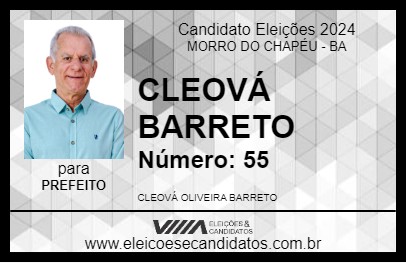 Candidato CLEOVÁ BARRETO 2024 - MORRO DO CHAPÉU - Eleições