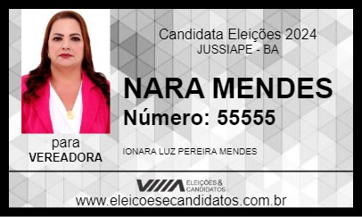 Candidato NARA MENDES 2024 - JUSSIAPE - Eleições