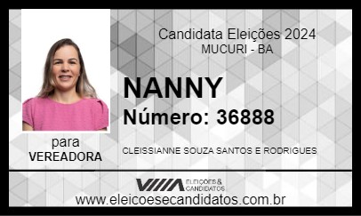 Candidato NANNY 2024 - MUCURI - Eleições