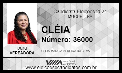 Candidato CLÉIA 2024 - MUCURI - Eleições