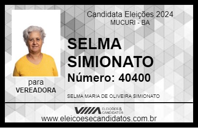 Candidato SELMA SIMIONATO 2024 - MUCURI - Eleições