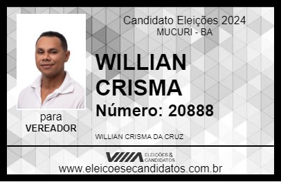 Candidato WILLIAN CRISMA 2024 - MUCURI - Eleições