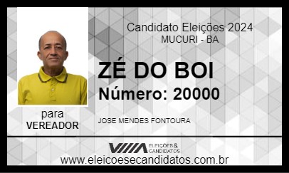 Candidato ZÉ DO BOI 2024 - MUCURI - Eleições