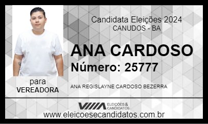 Candidato ANA CARDOSO 2024 - CANUDOS - Eleições