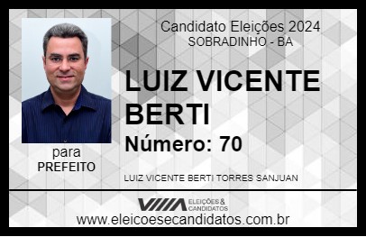 Candidato LUIZ VICENTE BERTI 2024 - SOBRADINHO - Eleições