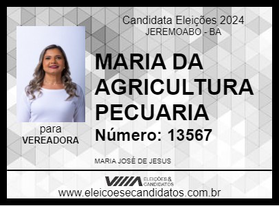 Candidato MARIA DA AGRICULTURA  PECUARIA 2024 - JEREMOABO - Eleições