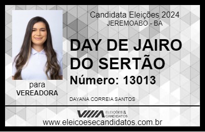 Candidato DAY DE JAIRO DO SERTÃO 2024 - JEREMOABO - Eleições