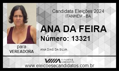 Candidato ANA DA FEIRA 2024 - ITANHÉM - Eleições