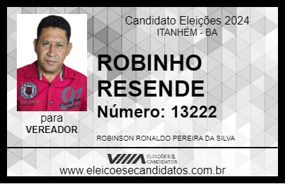 Candidato ROBINHO RESENDE 2024 - ITANHÉM - Eleições