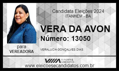 Candidato VERA DA AVON 2024 - ITANHÉM - Eleições