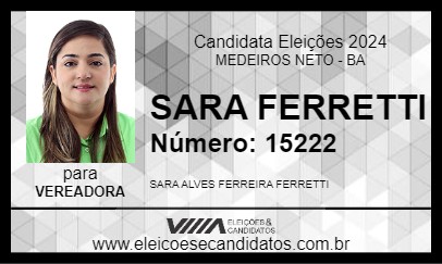 Candidato SARA FERRETTI 2024 - MEDEIROS NETO - Eleições