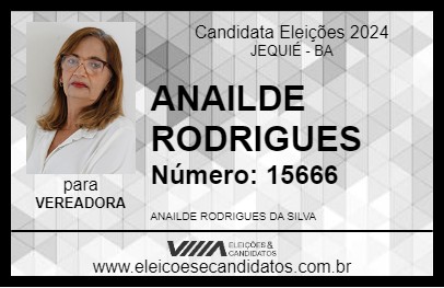 Candidato ANAILDE RODRIGUES 2024 - JEQUIÉ - Eleições